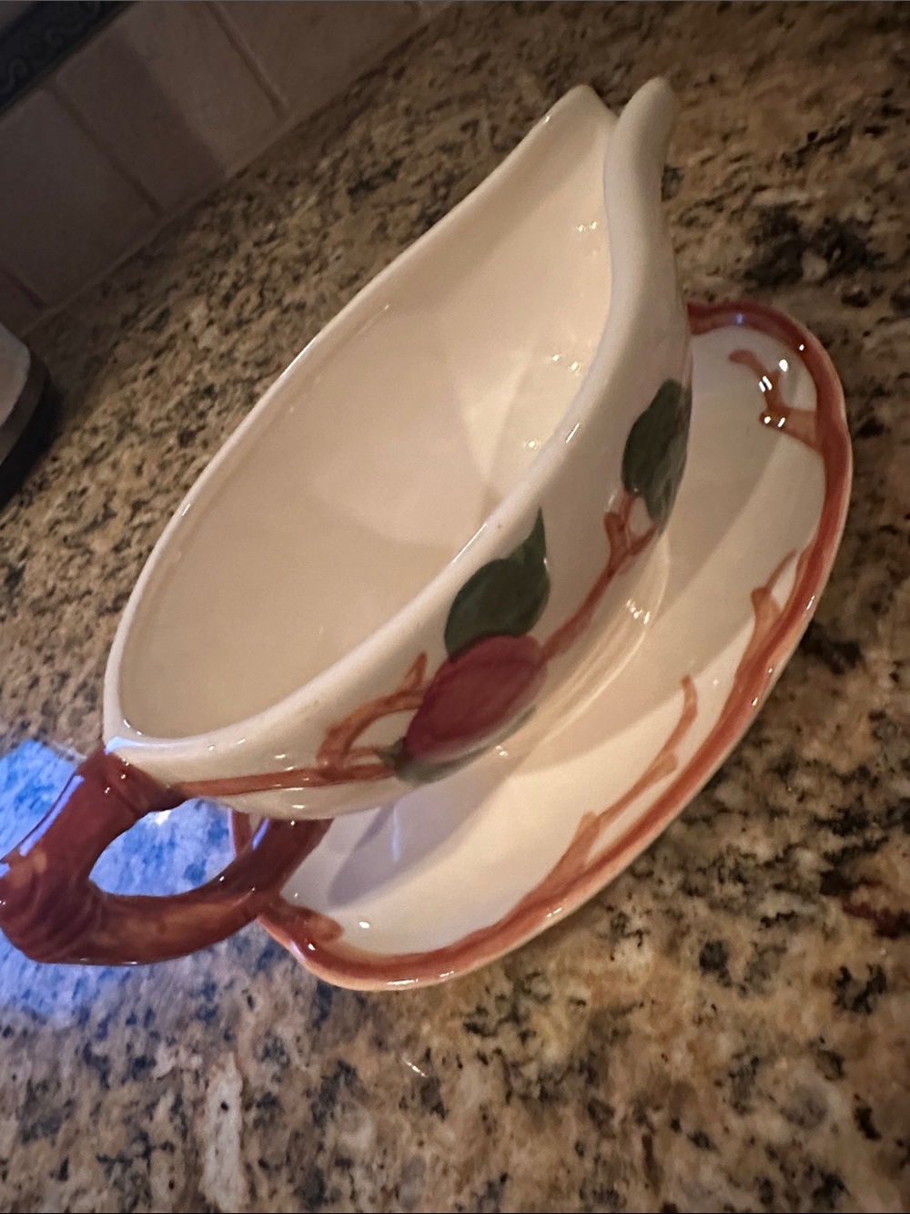 Franciscan Ware Cream Ceramic Piece with Brown Marking